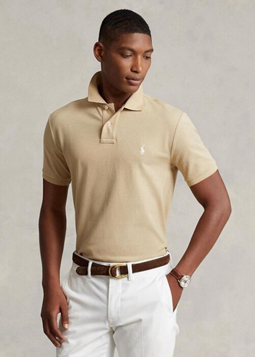 Beige Men’s Ralph Lauren Custom Slim Fit Mesh Polo Shirts Beige Men’s Ralph Lauren Custom Slim Fit Mesh Polo Shirts