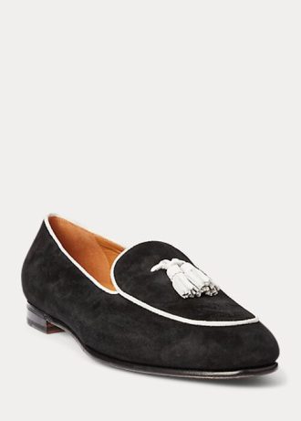 Beige / White Women’s Ralph Lauren Laurel Tassel Goat-Suede Loafers
