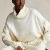 Beige Women’s Ralph Lauren Panelled Funnelneck Fleece Pullover Sweatshirts