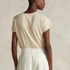 Beige Women’s Ralph Lauren Rl-suede-applique Jersey   T Shirts