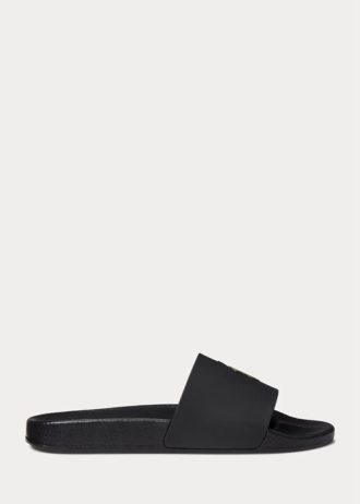 Black / Gold Men’s Ralph Lauren Signature Pony Slippers