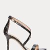 Black / Gold Women’s Ralph Lauren Gabriele Embossed Leather Heels