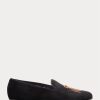 Black Men’s Ralph Lauren Alonzo Bullion Crest Velvet Dress Shoes