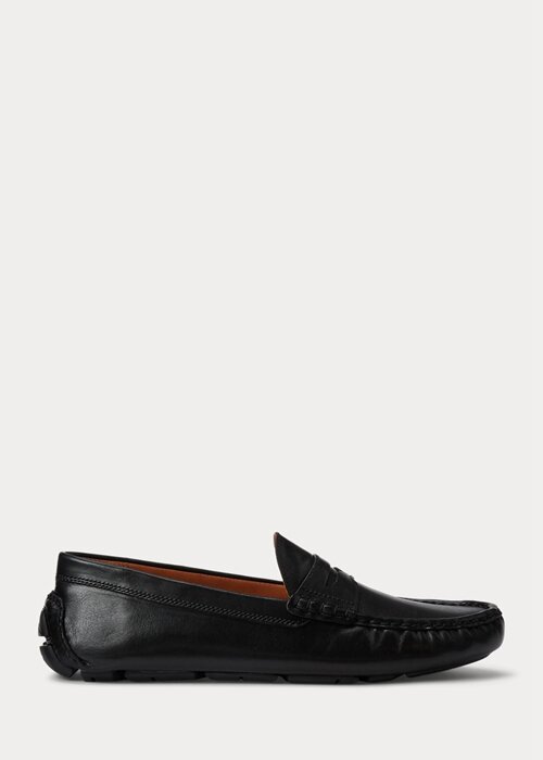 Black Men’s Ralph Lauren Anders Leather Driver Casual Shoes Black Men’s Ralph Lauren Anders Leather Driver Casual Shoes