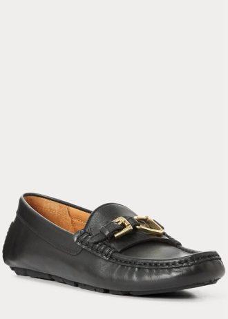 Black Men’s Ralph Lauren Anders Leather Driver Casual Shoes