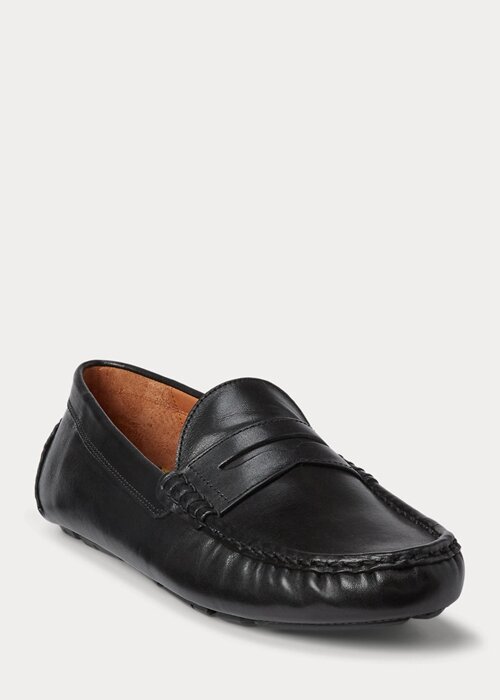 Black Men’s Ralph Lauren Anders Leather Driver Casual Shoes Black Men’s Ralph Lauren Anders Leather Driver Casual Shoes