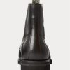Black Men’s Ralph Lauren Bryson Cap-Toe Leather Boots