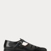 Black Men’s Ralph Lauren Burnished Calfskin Fisherman Sandals