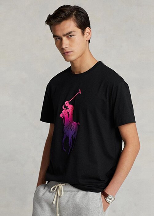 Black Men’s Ralph Lauren Classic Fit Big Pony Jersey T Shirts Black Men’s Ralph Lauren Classic Fit Big Pony Jersey T Shirts