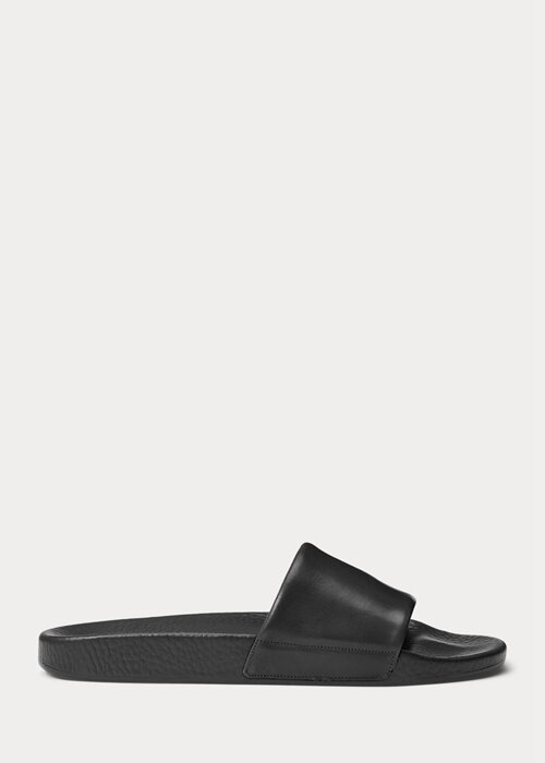 Black Men’s Ralph Lauren Signature Pony Leather Slippers Black Men’s Ralph Lauren Signature Pony Leather Slippers