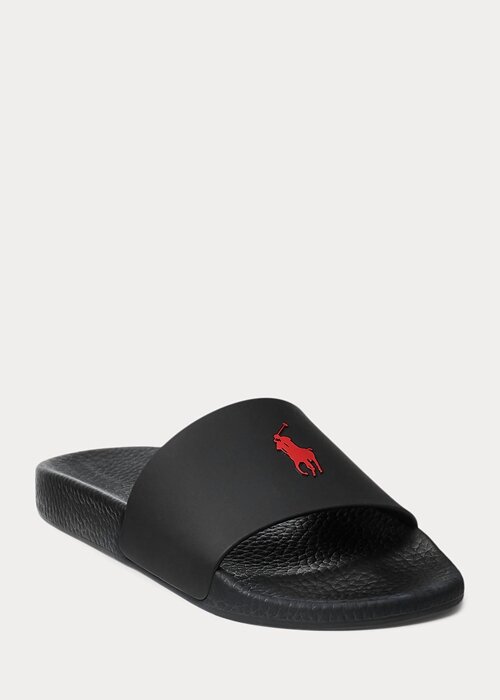Black / Red Men’s Ralph Lauren Signature Pony Slippers Black / Red Men’s Ralph Lauren Signature Pony Slippers