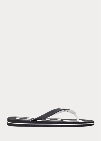 Black / White Men’s Ralph Lauren Bolt Logo Flip Flops