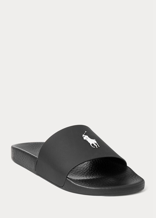Black / White Men’s Ralph Lauren Signature Pony Slippers Black / White Men’s Ralph Lauren Signature Pony Slippers