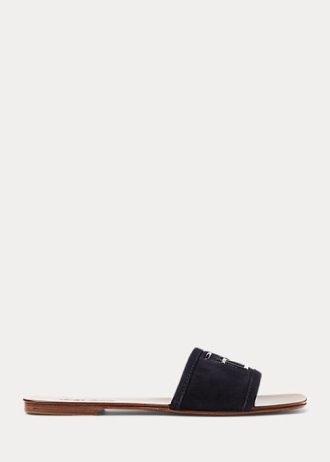 Black Women’s Ralph Lauren Andela Calf-Suede Sandals