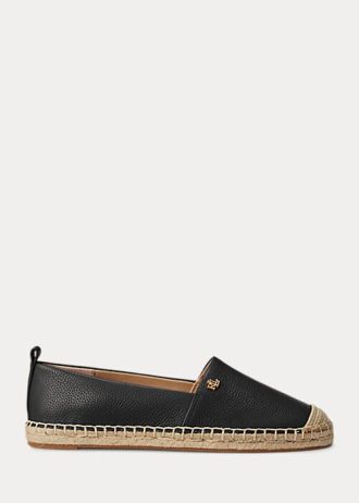 Black Women’s Ralph Lauren Cameryn IV Tumbled Leather Flat Shoes