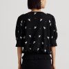 Black Women’s Ralph Lauren Embroidered Jersey Tie-Neck Tops