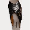 Black Women’s Ralph Lauren Jacie Calfskin Stirrup Sandals