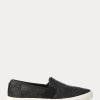 Black Women’s Ralph Lauren Jinny Woven Slip-On Sneakers