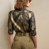 Black Women’s Ralph Lauren Keara Ruffle-Trim Metallic Shirts