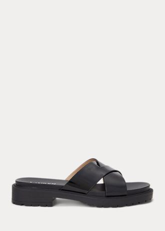 Black Women’s Ralph Lauren Kelsie Patent Leather Slippers