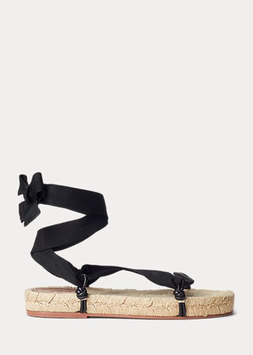 Black Women’s Ralph Lauren Lace-Ups Sandals Black Women’s Ralph Lauren Lace-Ups Sandals