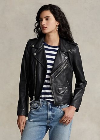 Black Women’s Ralph Lauren Made with full-grain, supple sheepskin, this luxurious iteration of Polo’s moto channels a downtown vibe and free-spirited style. Jackets