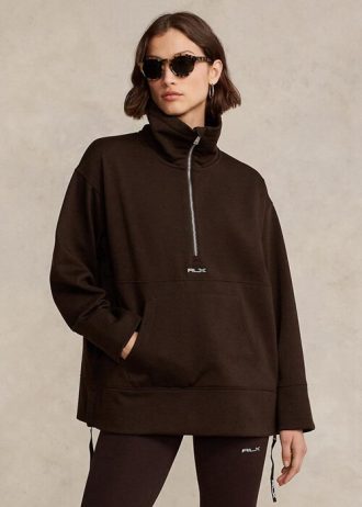 Black Women’s Ralph Lauren Quarter-zip Pullover Fleece Tunic Sweatshirts