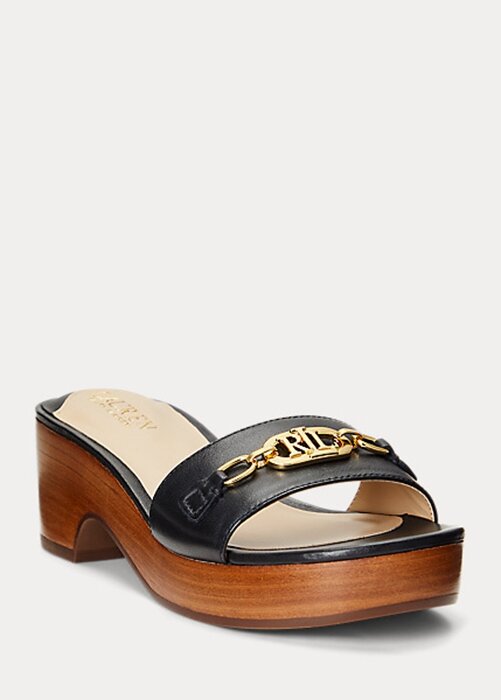 Black Women’s Ralph Lauren Roxanne Nappa Leather Sandals Black Women’s Ralph Lauren Roxanne Nappa Leather Sandals