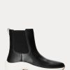 Black Women’s Ralph Lauren Rylee Burnished Leather Slip-On Sneakers