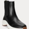Black Women’s Ralph Lauren Rylee Burnished Leather Slip-On Sneakers