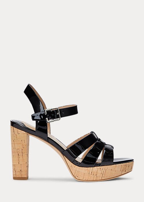 Black Women’s Ralph Lauren Soffia Patent Leather Sandals Black Women’s Ralph Lauren Soffia Patent Leather Sandals