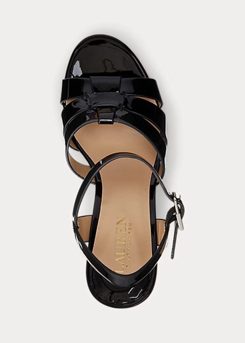 Black Women’s Ralph Lauren Soffia Patent Leather Sandals Black Women’s Ralph Lauren Soffia Patent Leather Sandals