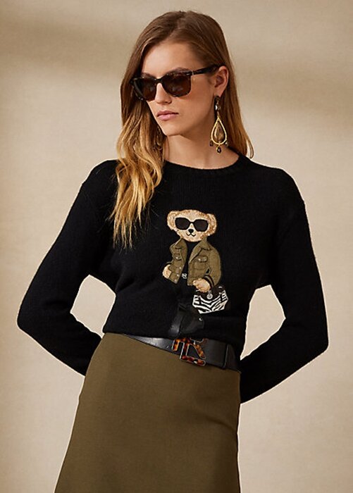Black Women’s Ralph Lauren Utility Bear Cashmere Sweaters Black Women’s Ralph Lauren Utility Bear Cashmere Sweaters