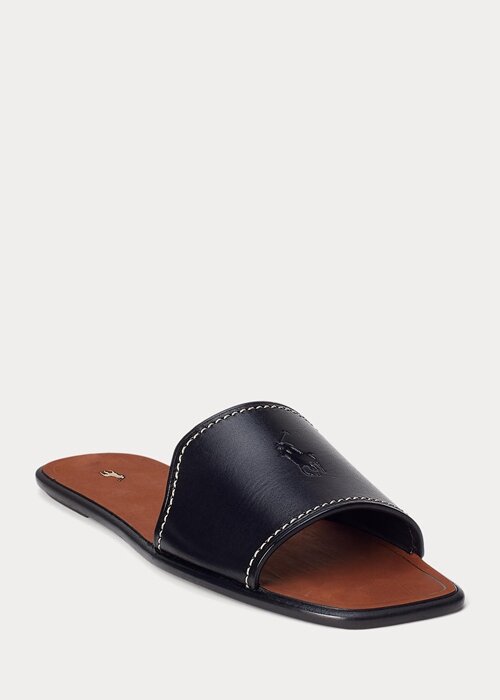 Black Women’s Ralph Lauren Vachetta Leather Sandals Black Women’s Ralph Lauren Vachetta Leather Sandals