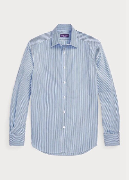 Blue Men’s Ralph Lauren Bengal-stripe Poplin French Cuff Formal Shirts Blue Men’s Ralph Lauren Bengal-stripe Poplin French Cuff Formal Shirts