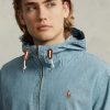 Blue Men’s Ralph Lauren Indigo Chambray Hooded Jackets