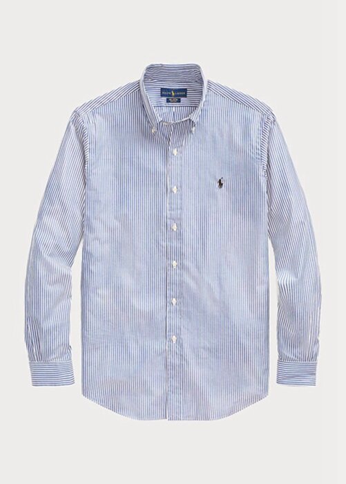 Blue Men’s Ralph Lauren Slim Fit Striped Poplin Formal Shirts Blue Men’s Ralph Lauren Slim Fit Striped Poplin Formal Shirts
