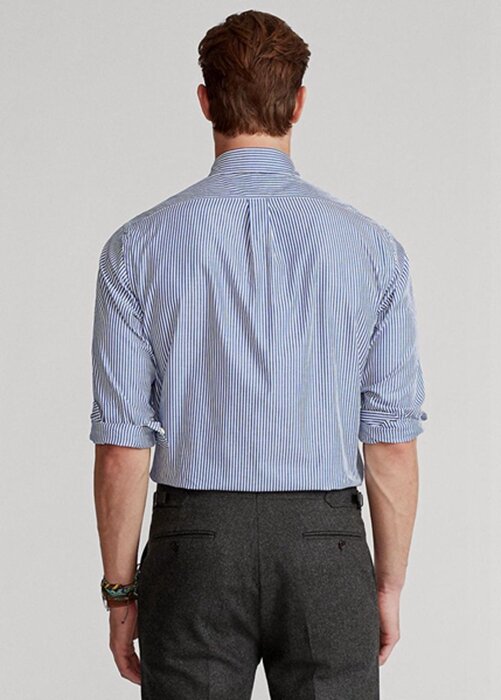 Blue Men’s Ralph Lauren Slim Fit Striped Poplin Formal Shirts Blue Men’s Ralph Lauren Slim Fit Striped Poplin Formal Shirts