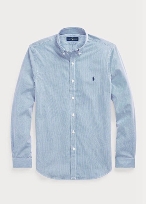 Blue Men’s Ralph Lauren Slim Fit Striped Stretch Poplin Formal Shirts Blue Men’s Ralph Lauren Slim Fit Striped Stretch Poplin Formal Shirts