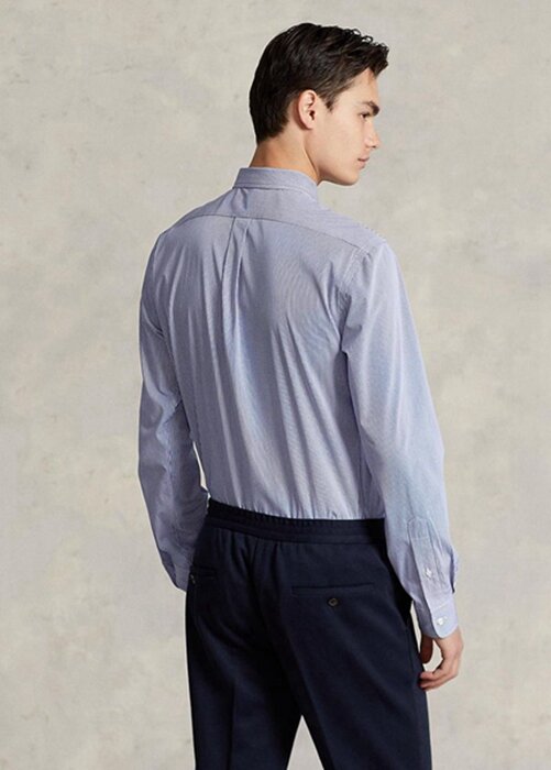 Blue Men’s Ralph Lauren Slim Fit Striped Stretch Poplin Formal Shirts Blue Men’s Ralph Lauren Slim Fit Striped Stretch Poplin Formal Shirts