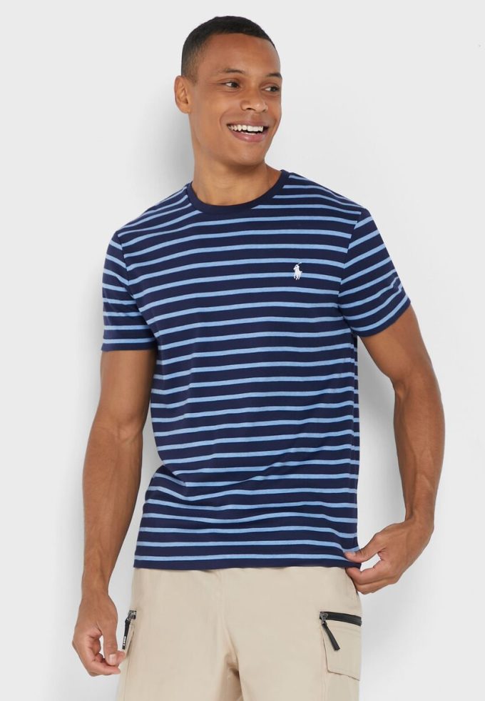 Blue Men’s Ralph Lauren Striped Crew Neck T Shirts Blue Men’s Ralph Lauren Striped Crew Neck T Shirts