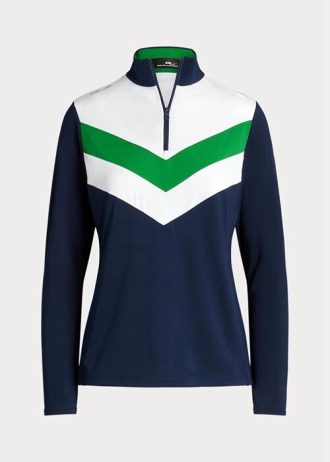 Blue Women’s Ralph Lauren Chevron-stripe Quarter-zip Pullover Sweatshirts