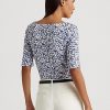 Blue Women’s Ralph Lauren Floral Stretch Cotton  T Shirts