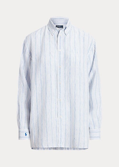 Blue Women’s Ralph Lauren Relaxed Fit Striped Linen Shirts Blue Women’s Ralph Lauren Relaxed Fit Striped Linen Shirts
