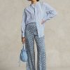 Blue Women’s Ralph Lauren Starburst-Motif Satin Wide-Leg Pants
