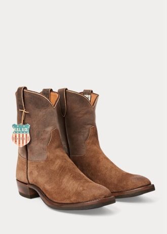 Brown Men’s Ralph Lauren Roughout Suede & Leather Boots