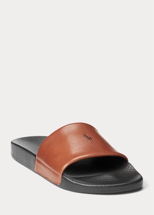 Brown Men’s Ralph Lauren Signature Pony Leather Slippers Brown Men’s Ralph Lauren Signature Pony Leather Slippers