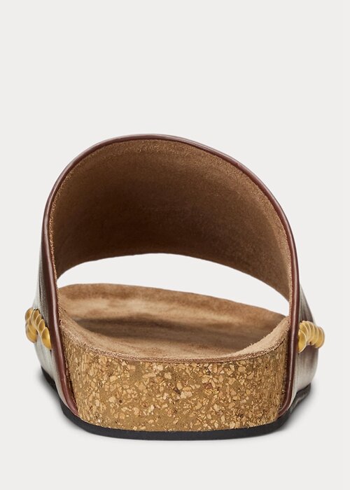 Brown Women’s Ralph Lauren Calfskin Leather Rivet Sandals Brown Women’s Ralph Lauren Calfskin Leather Rivet Sandals