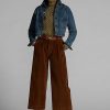 Brown Women’s Ralph Lauren Cropped Corduroy Wide-Leg Pants