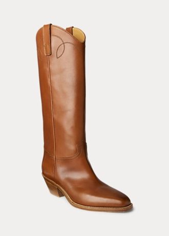 Brown Women’s Ralph Lauren Jaelynne Burnished Calfskin Tall Boots